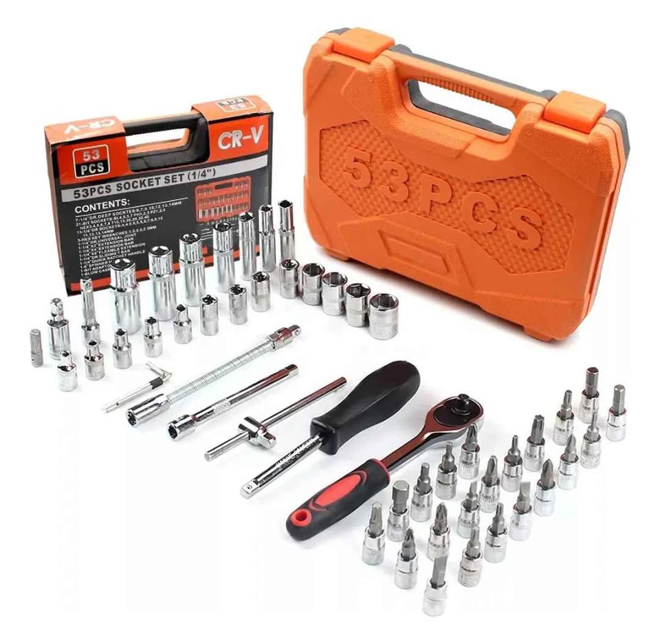 🧰 PODEROSO KIT DE HERRAMIENTAS PROFESIONAL DE 53 PIEZAS CON DADOS LARGOS 🧰 ❗ El kit que te saca de apuros y te hace el trabajo más fácil desde el primer uso ❗
