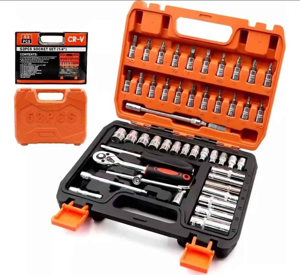 🧰 PODEROSO KIT DE HERRAMIENTAS PROFESIONAL DE 53 PIEZAS CON DADOS LARGOS 🧰 ❗ El kit que te saca de apuros y te hace el trabajo más fácil desde el primer uso ❗