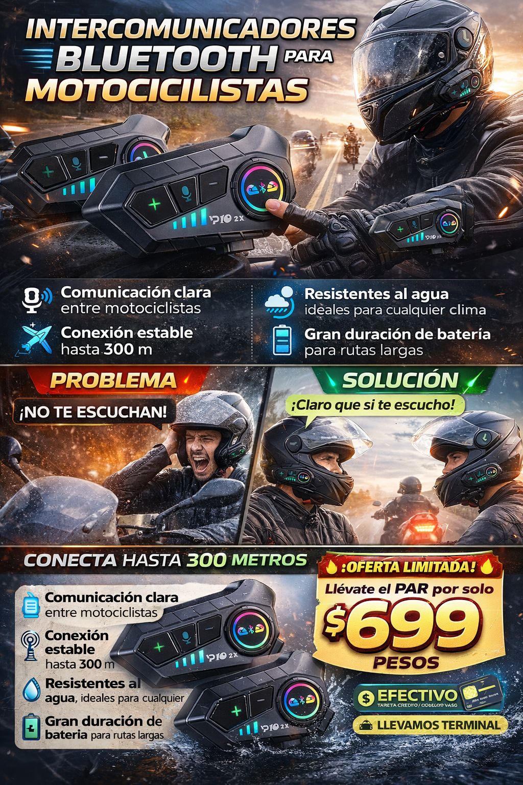 🎧🏍️PAR DE INTERCOMUNICADORES BLUETOOTH PARA CASCO MOTOCICLISTA 🏍️🎧 ❗🛣️ Comunicación clara, conducción segura y comodidad total 🛣️❗