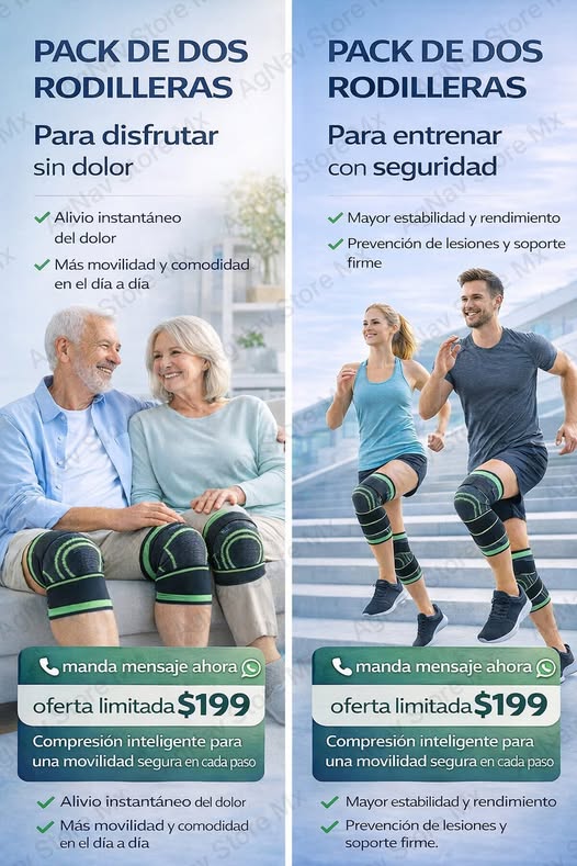 🦵 PACK DE RODILLERAS DE COMPRESIÓN AJUSTABLE (PAR) El soporte que responde cuando tus rodillas ya no pueden más. 💥
