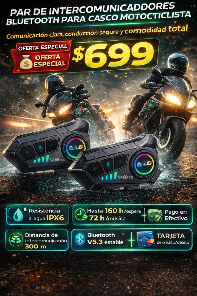 🎧🏍️PAR DE INTERCOMUNICADORES BLUETOOTH PARA CASCO MOTOCICLISTA 🏍️🎧 ❗🛣️ Comunicación clara, conducción segura y comodidad total 🛣️❗